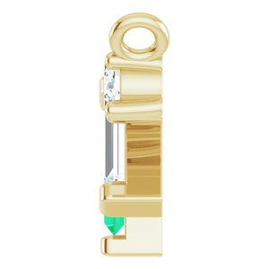 14K Yellow Gold Natural Emerald & 1/5 CTW Natural Diamond Bar Necklace Center