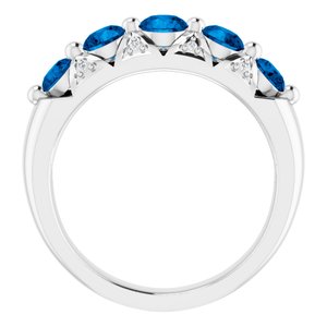 14K White Gold Natural Ceylon Blue Sapphire & .03 CTW Natural Diamond Ring