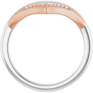 14K White/Rose .04 CTW Natural Diamond Contour Band