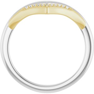 14K White/Yellow .04 CTW Natural Diamond Contour Band