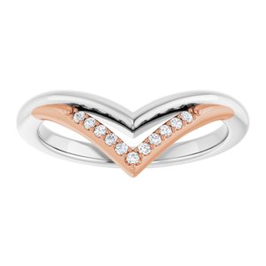 14K White/Rose .04 CTW Natural Diamond Contour Band