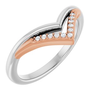 14K White/Rose .04 CTW Natural Diamond Contour Band