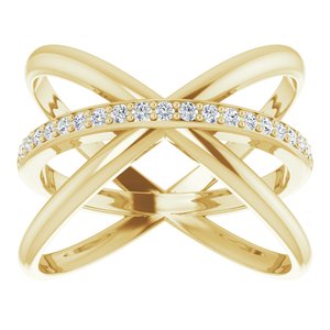 14K Yellow Gold 1/6 CTW Natural Diamond Criss-Cross Ring