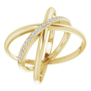 14K Yellow Gold 1/6 CTW Natural Diamond Criss-Cross Ring