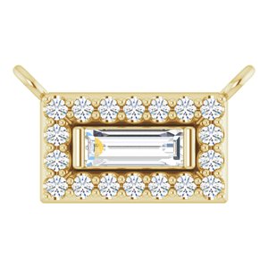 14K Yellow Gold 1/10 CTW Natural Diamond Halo-Style Necklace Center