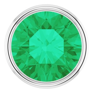 14K White Gold 2.5 mm Lab-Grown Emerald Bezel Setting