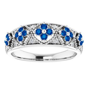 Sterling Silver Natural Blue Sapphire & .05 CTW Natural Diamond Ring