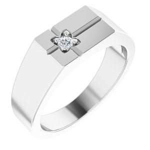 18K X1 White 2.5mm Round Men's Cross Ring Mounting