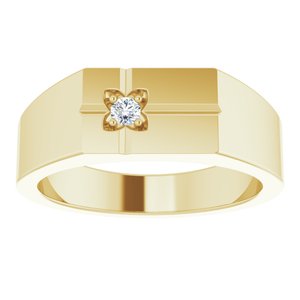 18K Yellow 2.5mm Round Men's Cross Ring Mounting – image 5