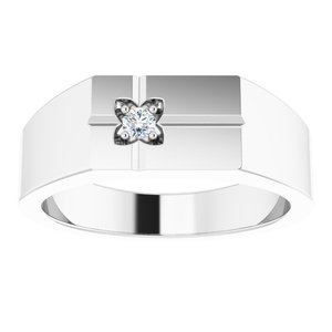 14K X1 White 2.5mm Round Men's Cross Ring Mounting – image 5