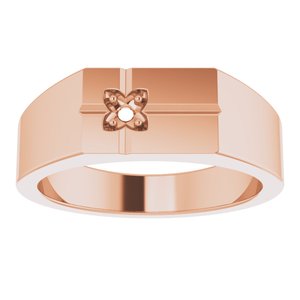 18K Rose 2.5mm Round Men's Cross Ring Mounting – image 6