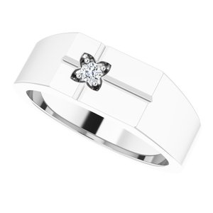 14K X1 White 2.5mm Round Men's Cross Ring Mounting – image 8