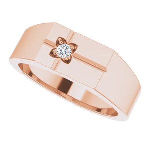 18K Rose 2.5mm Round Men's Cross Ring Mounting – image 8