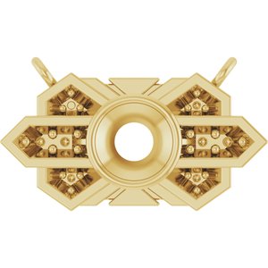10K Yellow Gold 4 mm Round Art Deco Necklace Center