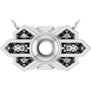 10K White Gold 4 mm Round Art Deco Necklace Center