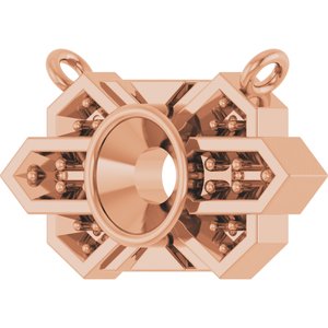 14K Rose Gold 4 mm Round Art Deco Necklace Center