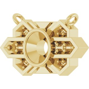 14K Yellow Gold 4 mm Round Art Deco Necklace Center