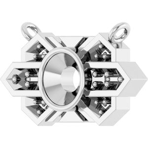 18K White Gold 4 mm Round Art Deco Necklace Center