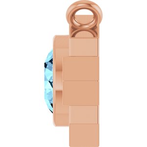 14K Rose Gold Natural Aquamarine & .03 CTW Natural Diamond Art Deco Necklace Center