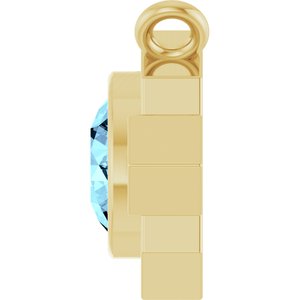 14K Yellow Gold Natural Aquamarine & .03 CTW Natural Diamond Art Deco Necklace Center