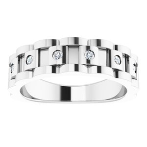 18K White 2 mm Round Chain Link Ring Mounting – image 5