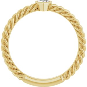Stackable Bezel-Set Heart Rope Ring