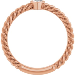 Stackable Bezel-Set Heart Rope Ring
