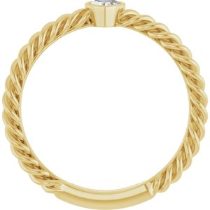 14K Yellow Gold 1/6 CT Natural Diamond Bezel-Set Rope Ring