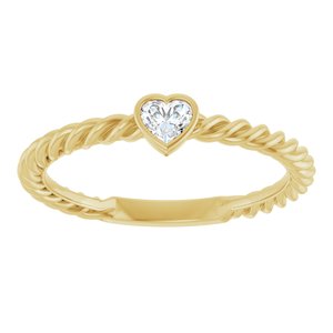 14K Yellow Gold 1/6 CT Natural Diamond Bezel-Set Rope Ring