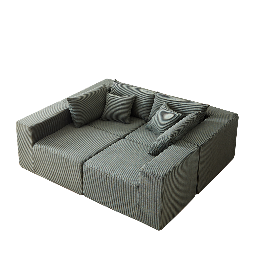 104-Inch Corduroy  Modular L Shaped Sectional Sofa,Luxury Floor Couch Set,Upholstered Indoor Furniture,Foam-Filled Compressed Sofa for Living Room,Bedroom,4 PC Free Combination