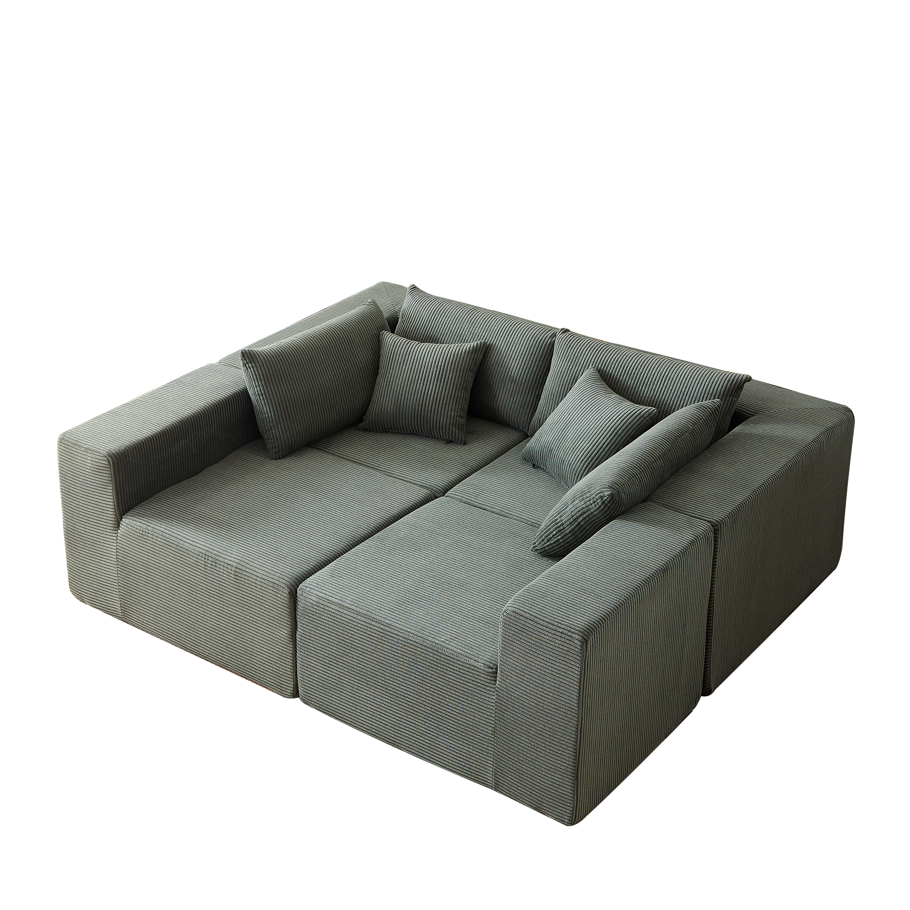 104-Inch Corduroy  Modular L Shaped Sectional Sofa,Luxury Floor Couch Set,Upholstered Indoor Furniture,Foam-Filled Compressed Sofa for Living Room,Bedroom,4 PC Free Combination