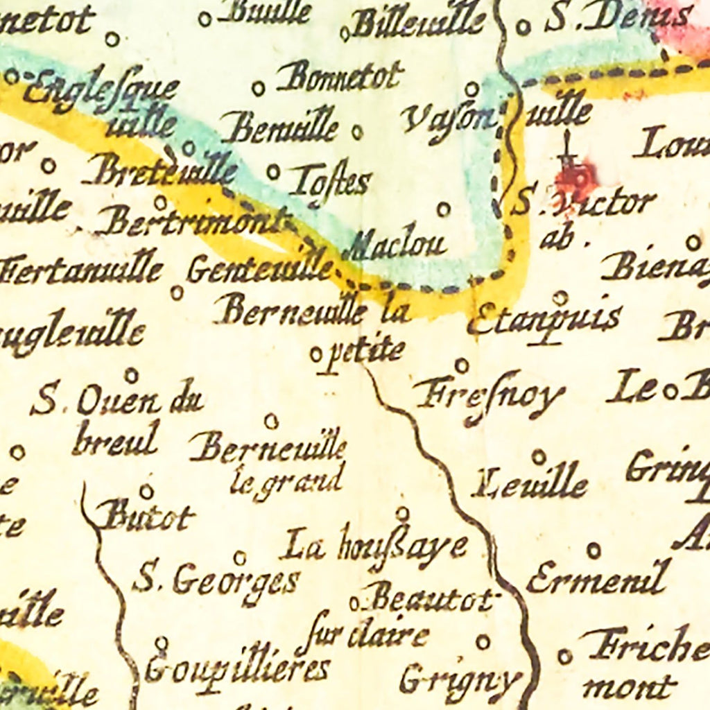 Vintage Map of Pays de Caux, France 1665