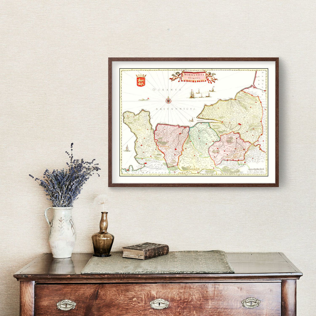 Vintage Map of Normandy, France 1665