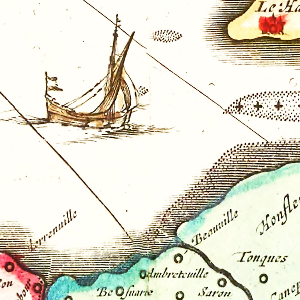 Vintage Map of Normandy, France 1665