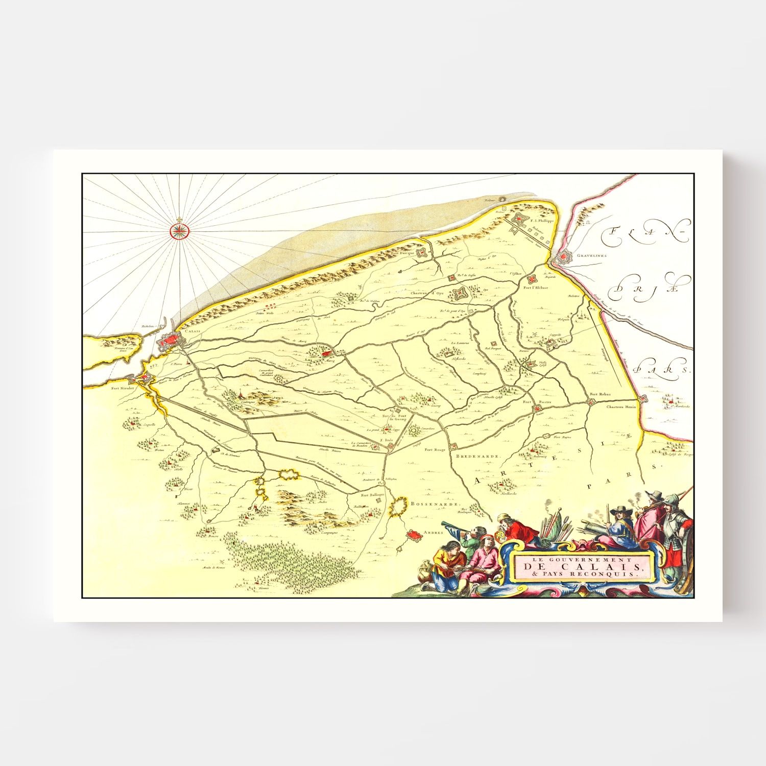Vintage Map of Calais, France 1665