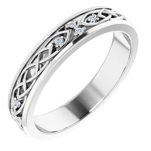 14K White .06 CTW Natural Diamond Eternity Band Size 8