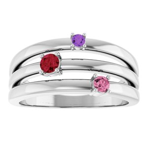 14K White Gold Natural Multi-Gemstone Negative Space Ring