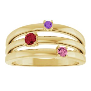 14K Yellow Gold Natural Multi-Gemstone Negative Space Ring