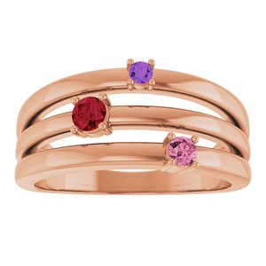 14K Rose Gold Natural Multi-Gemstone Negative Space Ring