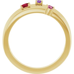 14K Yellow Gold Natural Multi-Gemstone Negative Space Ring