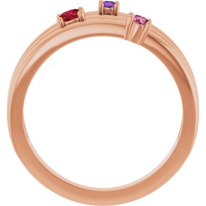 14K Rose Gold Natural Multi-Gemstone Negative Space Ring