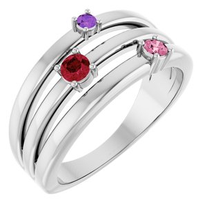 Sterling Silver Natural Multi-Gemstone Negative Space Ring