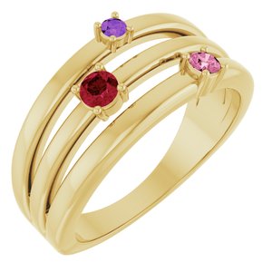 14K Yellow Gold Natural Multi-Gemstone Negative Space Ring