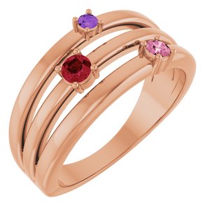 14K Rose Gold Natural Multi-Gemstone Negative Space Ring