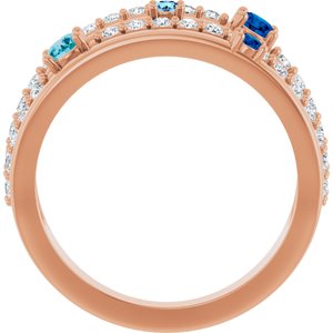 14K Rose Gold Natural Blue Multi-Gemstone & 1/2 CTW Natural Diamond Ring