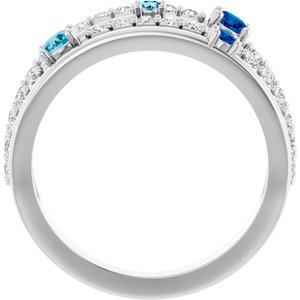 Platinum Natural Blue Multi-Gemstone & 1/2 CTW Natural Diamond Ring