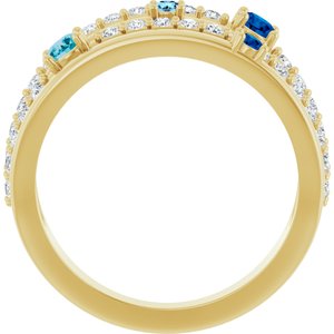 14K Yellow Gold Natural Blue Multi-Gemstone & 1/2 CTW Natural Diamond Ring
