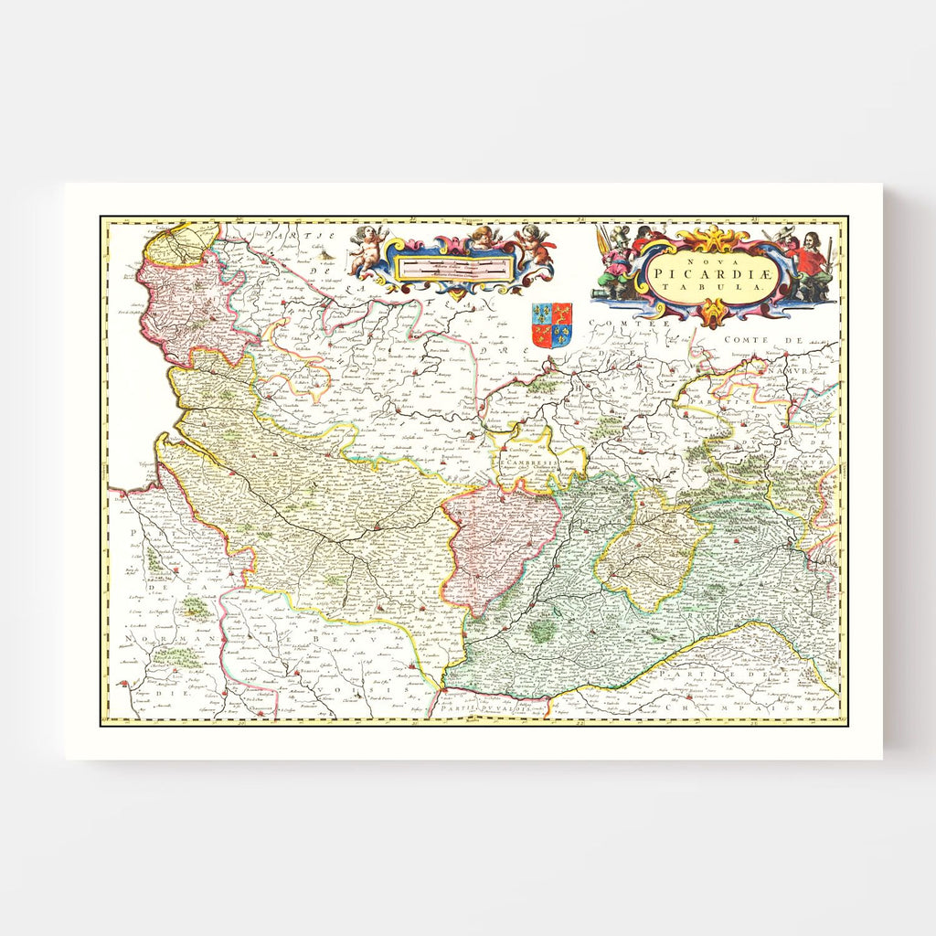 Vintage Map of Picardy, France 1665