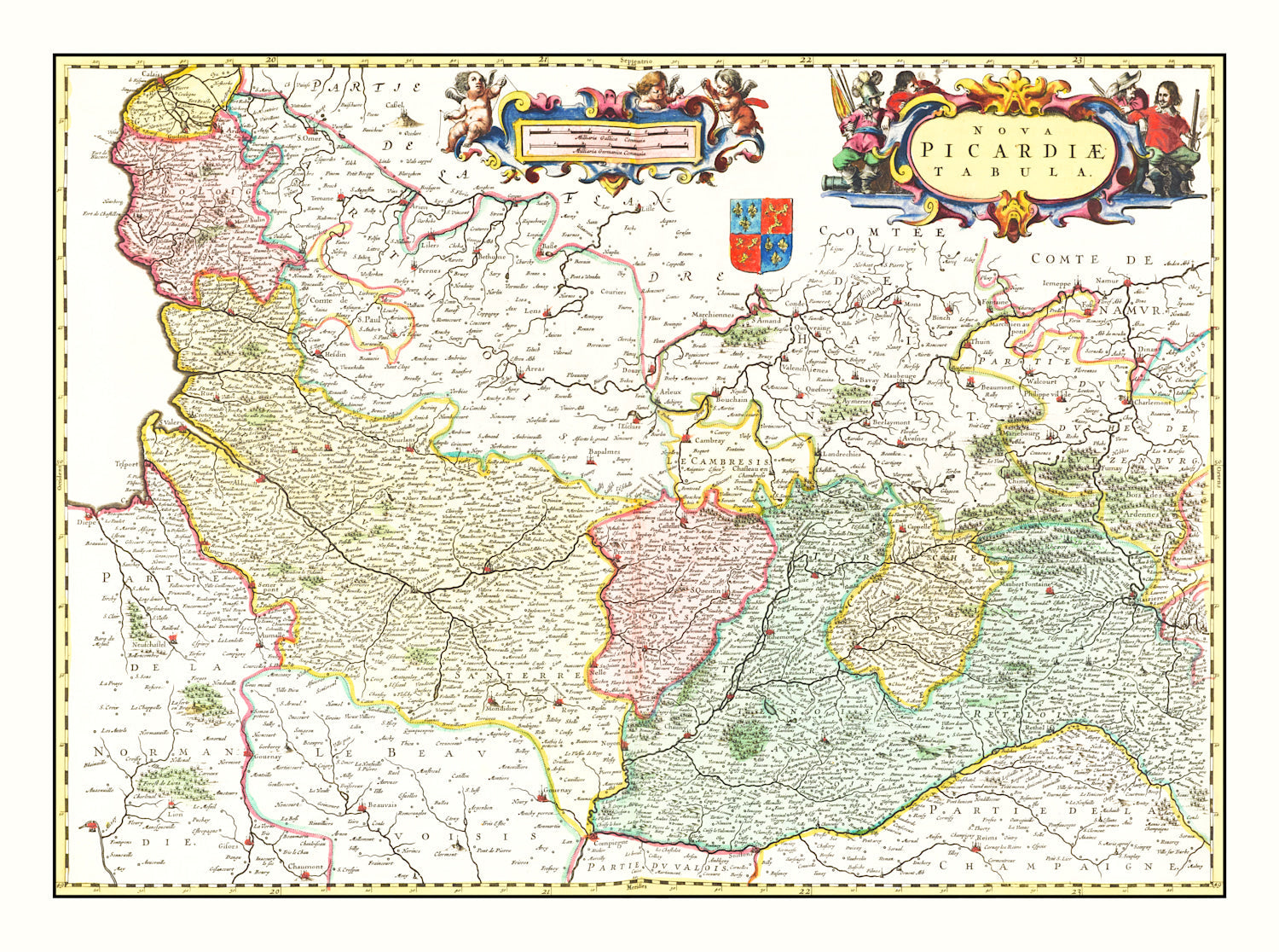 Vintage Map of Picardy, France 1665
