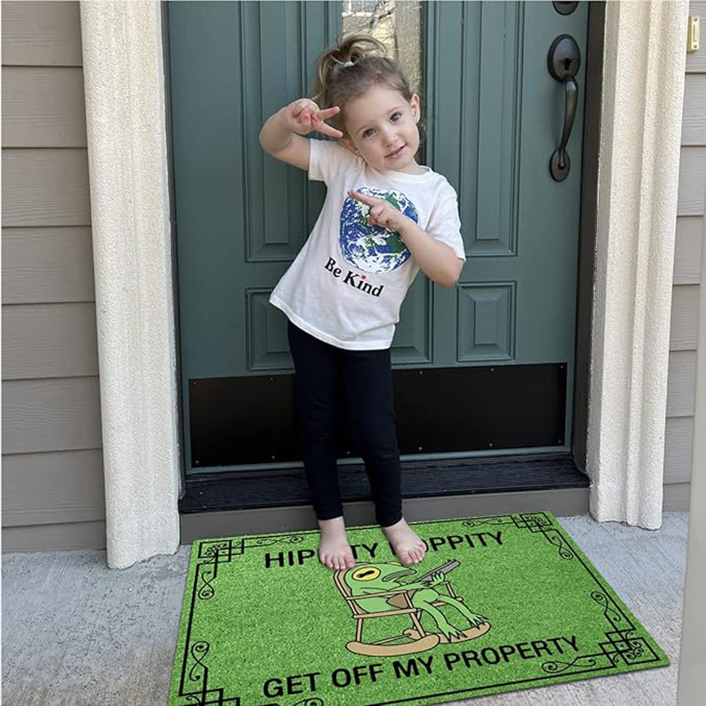 Hippity Hoppity Get Off My Property Funny Frog Low Profile Doormat